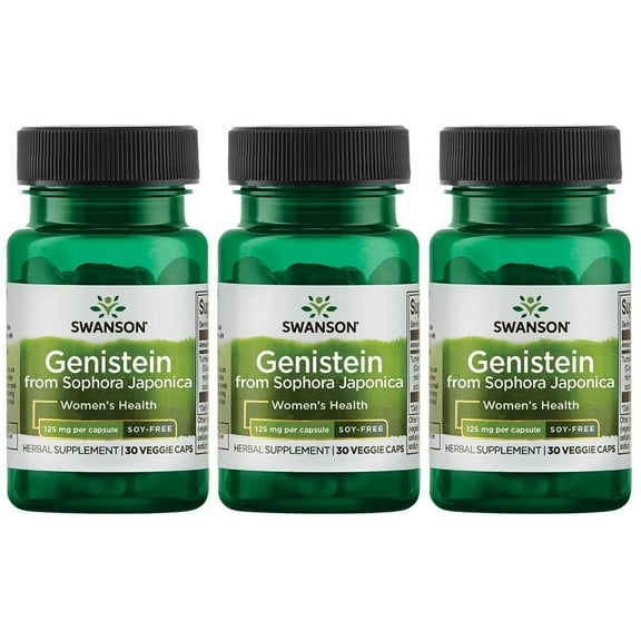 Swanson Genistein from Sophora Japonica - Soy Free 125 mg 60 Vegan Caps 3 Pack
