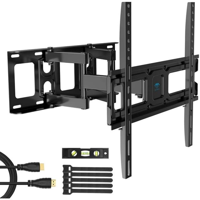 PERLESMITH Support Mural pour TV, Mouvement Complet, Bras Articulés Pivotants, Extension d'Inclinaison, Compatible avec la Plupart des 26-55