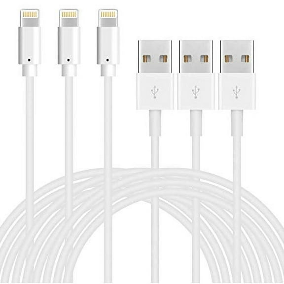 epacks 1-Meter Phone Charger Cable, 3FT USB Fast Charging Cable Cord Charge and Sync Data Wire Compatible with Smart Phone X Case/8/8 Plus/7/7 Plus/6/6s Plus/5s/5,iPad Mini MAX Case - White (3-Pack)