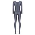 thumbnail image 6 of TiaoBug Womens Oil Shiny Bodystocking Long Sleeve Full Body Jumpsuit Gymnastic Workout Leotard Bodysuit Dark Grey XL, 6 of 7