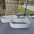 thumbnail image 3 of Tramull 2 Pack 4x2x1FT Galvanized Raised Garden Bed Kit Oval Metal Ground Planter Box Outdoor Bottomless Planter Raised Beds for Vegetables Flowers Herbs Fruits, Gray, 3 of 7