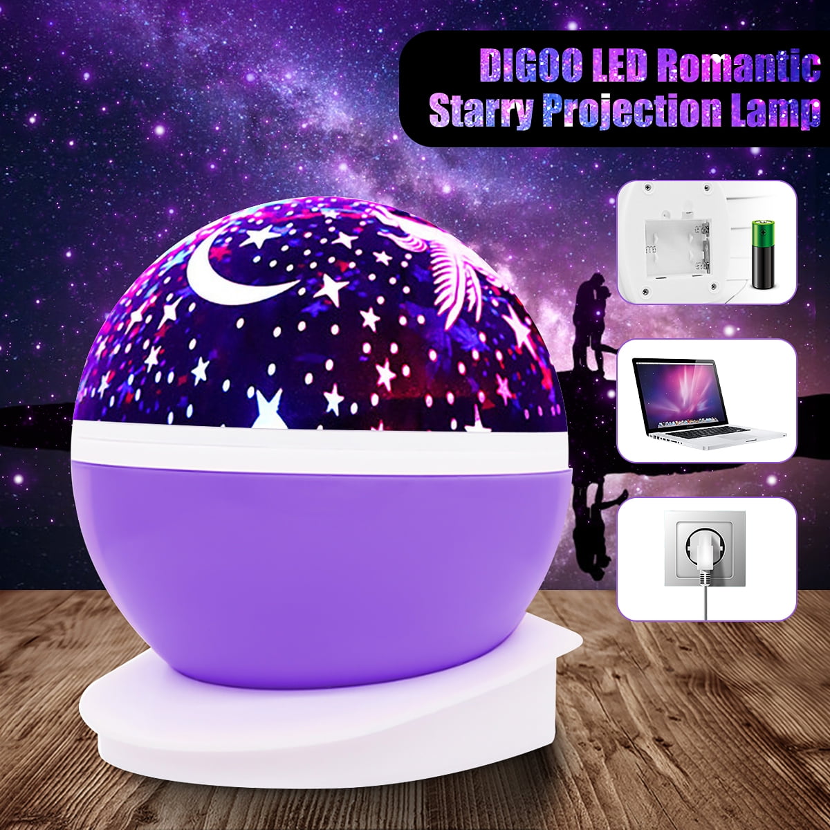 Dimming Children's Projection Moon Star Lamp Romantic Music Box LED Night Light 