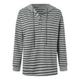 thumbnail image 3 of Striped Hoodies for Women 2025 Fall Winter Long Sleeve Lightweight Button Loose Hooded Sweatshirt Pullover Tops, 3 of 8
