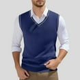 thumbnail image 2 of Men's Knitted Sweater Vest Sleeveless V Neck Lightweight Breathable Casual Spring Summer Comfortable Stretchable Fashion Top Mens Basic Tee Shirts Summer Classic T-Shirts, 2 of 6