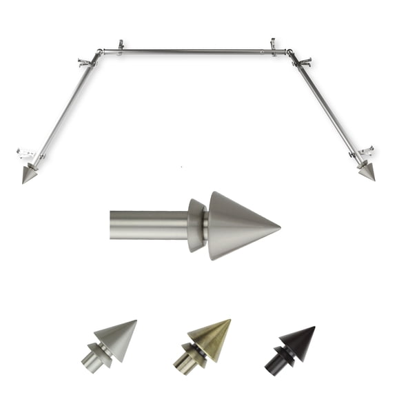 Dache 13/16" Bay Window curtain rod 20"-36", 38"-72" - Satin Nickel,(ABay-65-5)