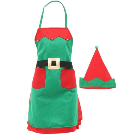 

1 Set of Christmas Elf Apron Adult Cosplay Apron Xmas Elf Hat Elf Apron Christmas Accessories