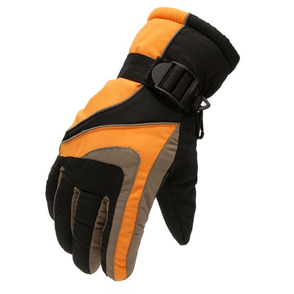 orange snowboard mittens