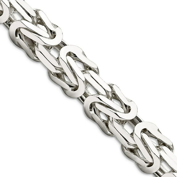 925 Sterling Silver Solid Polished Square Byzantine Chain Necklace 22 Inch 8.25mm Lobster Claw Chain Necklace for Women