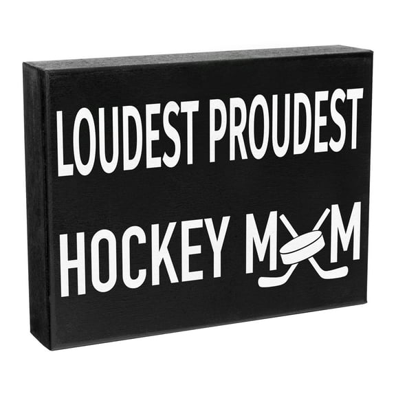 JennyGems Hockey Mom Gifts, Loudest Proudest Hockey Mom Sign, 8x6 inches, Hockey Moms, Hockey Decor, American Made Wood Box Sign
