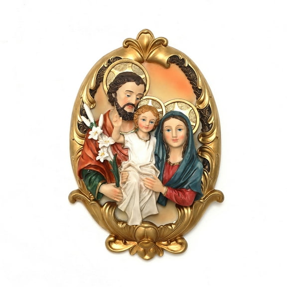 LuxenHome Holy Family Wall Plaque, Oval Religious Decor Featuring Joseph, Mary & Baby Jesus for Prayer Room & Faithful Home