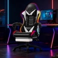 thumbnail image 5 of Czlolo RGB LED Massage Gaming Chair, Ergonomic High Back Reclining Computer Chair with Footrest & Lumbar Massager, White for Adults, 5 of 8