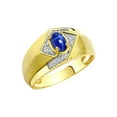 thumbnail image 3 of RYLOS Mens Rings 14K Yellow Gold Ring 6X4MM Oval Shape Gemstone & Diamond Ring Blue Star Sapphire September Birthstone Rings For Man Gold Rings Size 10, 3 of 7