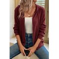 thumbnail image 3 of I AM A FASHION JUNKY Red Dahlia Ribbed Zip Up Front Drawstring Hoodie (RedDahlia, L, 85%Polyester+10%Viscose+5%Elastane), 3 of 8