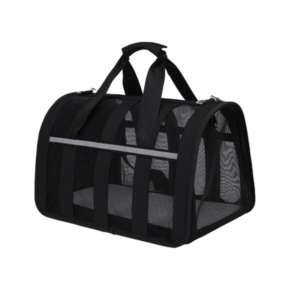 Soft-Sided Pet Carrier - 34cm Foldable Dog/Cat Travel Bag with Ventilation Mesh & Adjustable Straps for Small Animals