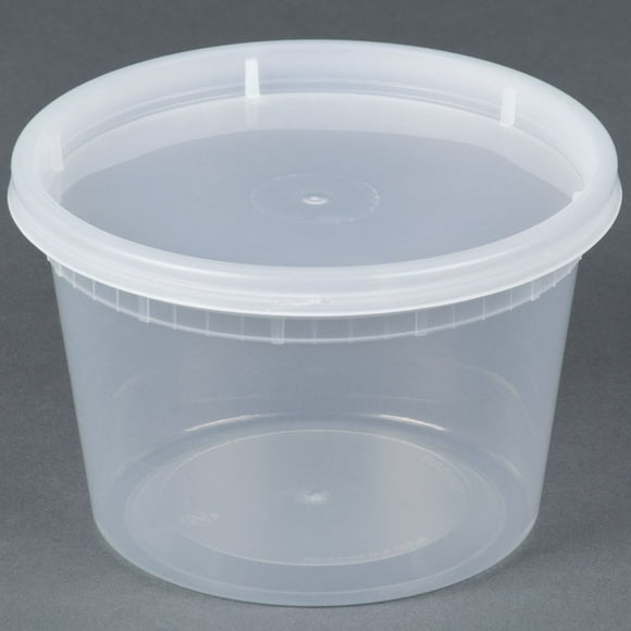 Food Storage Containers 16 oz Plastic Deli Containers with Lids, Soup, Meal Prep Containers | BPA | Stackable | Leakproof | Microwave/Dishwasher/zer Safe