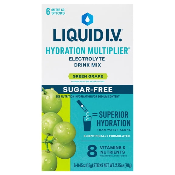 Liquid I.V.® Green Grape Hydration Multiplier® Sugar-Free Electrolyte Powder Drink Mix, 6 Count Packets