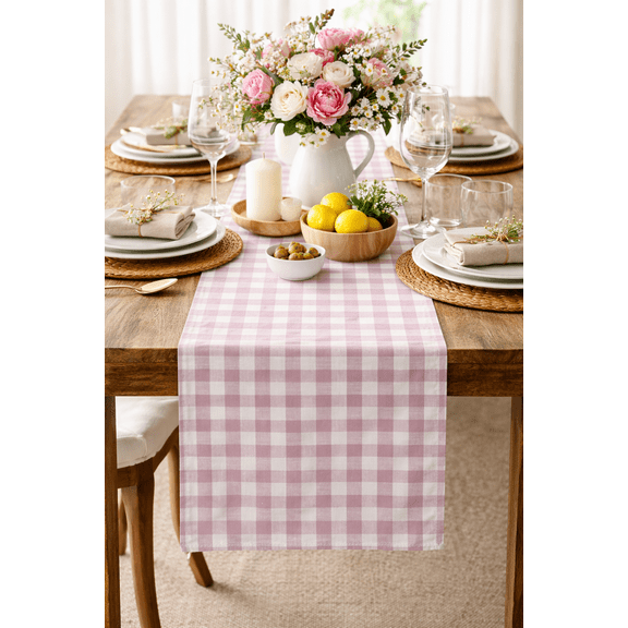 Fennco Styles Classic Gingham Check Pattern Table Cover for Everyday Use, Country Theme Party, Banquets and Home Décor