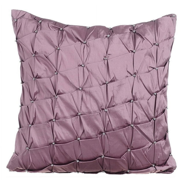 Lavender Pillow Cover, 18x18 inch (45x45 cm) Throw Pillow Cover, Taffeta Throw Pillow Cover, Textured Knotted Pintucks Solid Color Throw Pillow Cover, Solid, Modern - Lavender Texture