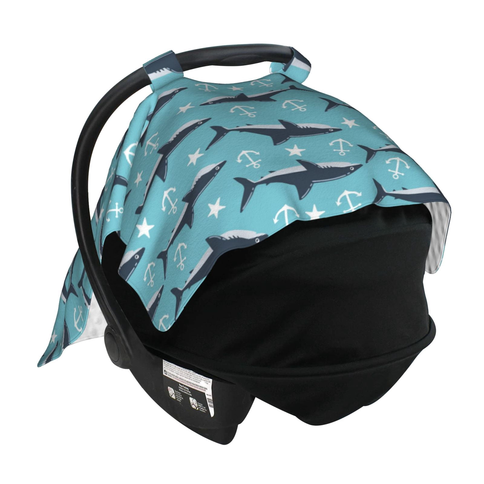 Car Seat Cover Baby - Shark star anchor blue cute Breathable Infant Car Seat Cover for Baby Carseat, Lightweight Comfort Baby Essentials Must Haves Newborn Stuff for Girl Boy