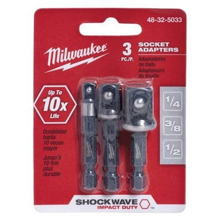 UPC: 0045242302529 | Milwaukee 48-32-5033 SHOCKWAVE 1/4  Hex Shank Socket Adapter Set 3PC.