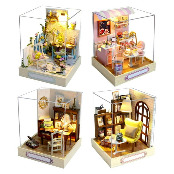 de Muebles de de Artesanal de 4 Piezas, Juguete de Decoración para de Bricolaje Hugo casa de muñecas artesanal
