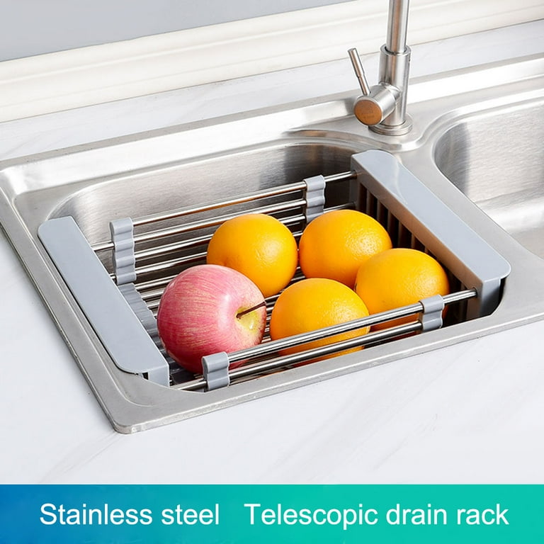 Kitchen Stainless Steel Telescopic Rack Fruit Vegetable Sink Drain