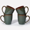 thumbnail image 1 of Juego de 4 tazas de café Pokini de cerámica, 400 ml, color marrón y verde, 14 onzas, 1 of 8