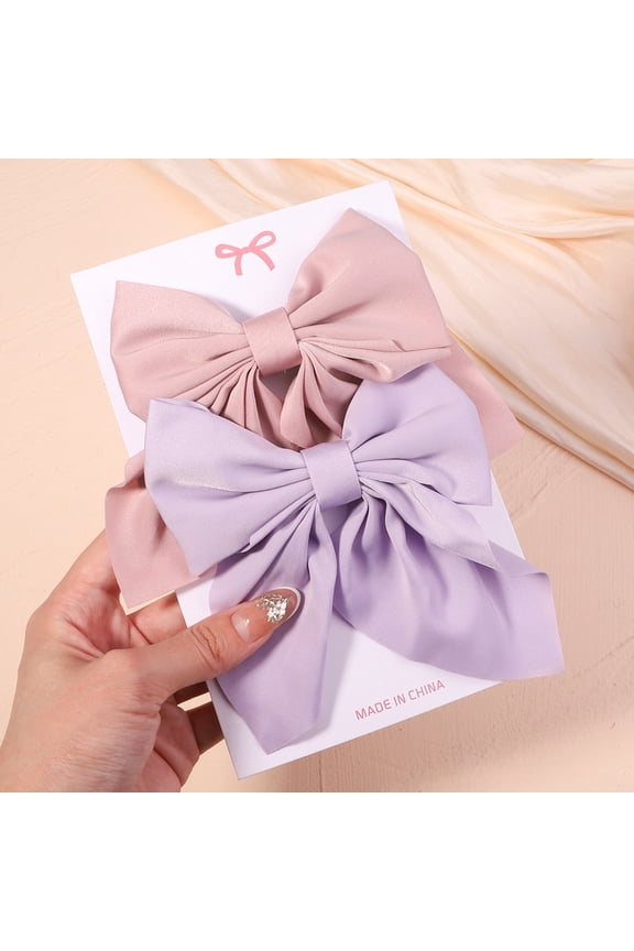 Cute Multi-Patterned and Solid Color Hair Bows/Clips for Girls in a 2 Piece Set