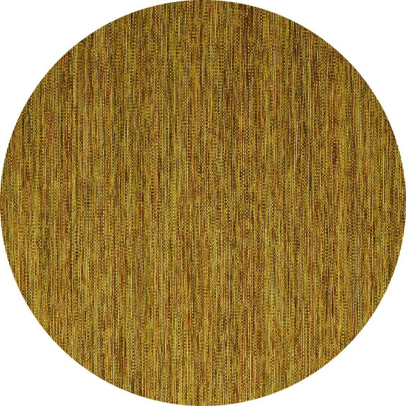 Ahgly Company Machine Washable Indoor Round Abstract Yellow Contemporary Area Rugs, 6' Round