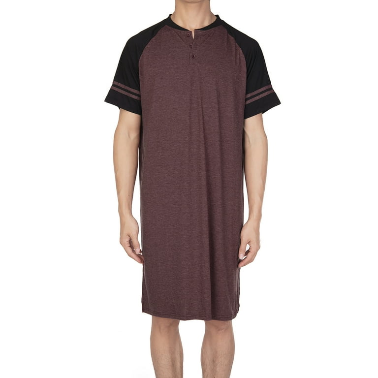 SHCKE Men s Nightwear Cotton Nightshirts Big and Tall Pajamas