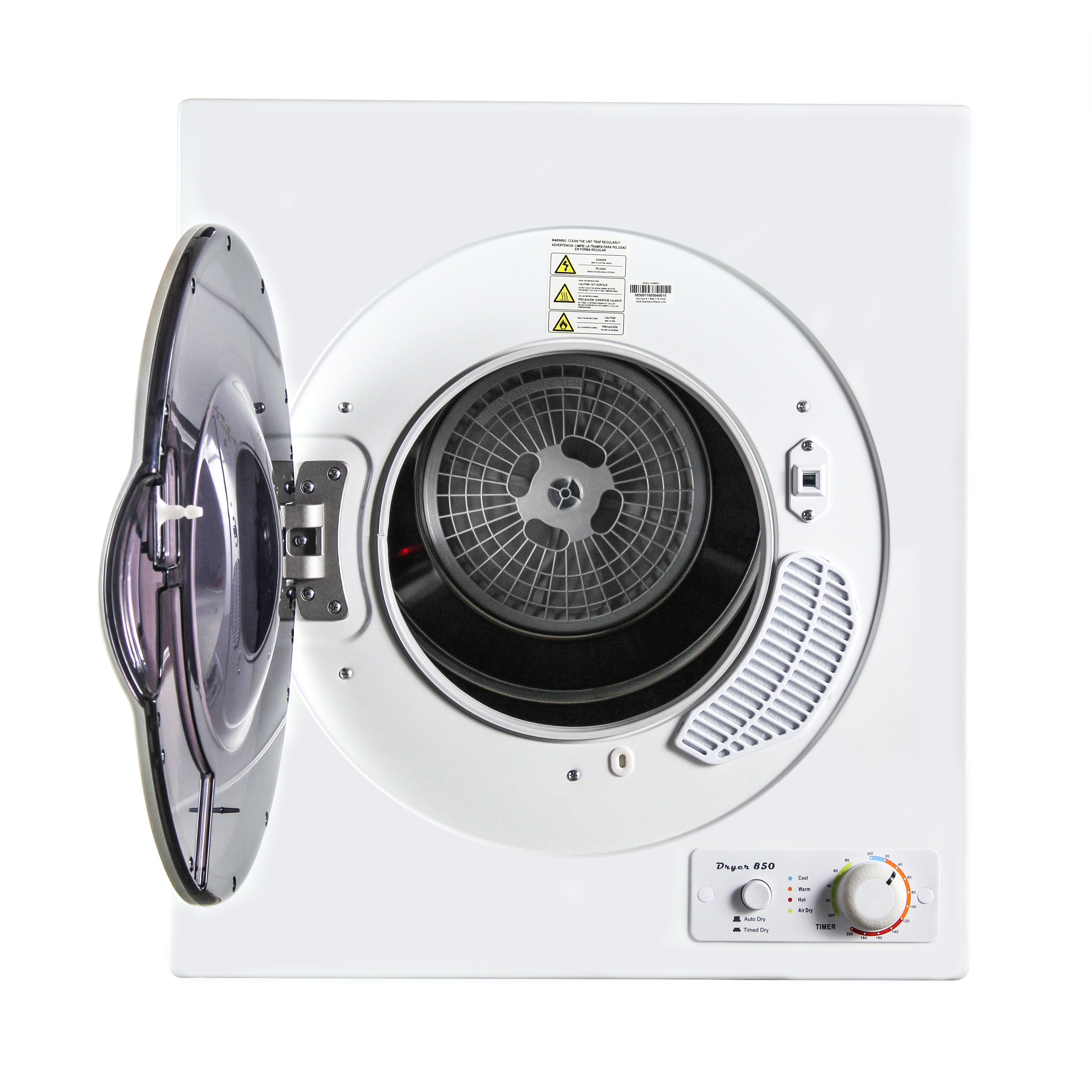 3.5 cu.ft. Compact Electric Dryer with high speed turbo fan Wrinkle