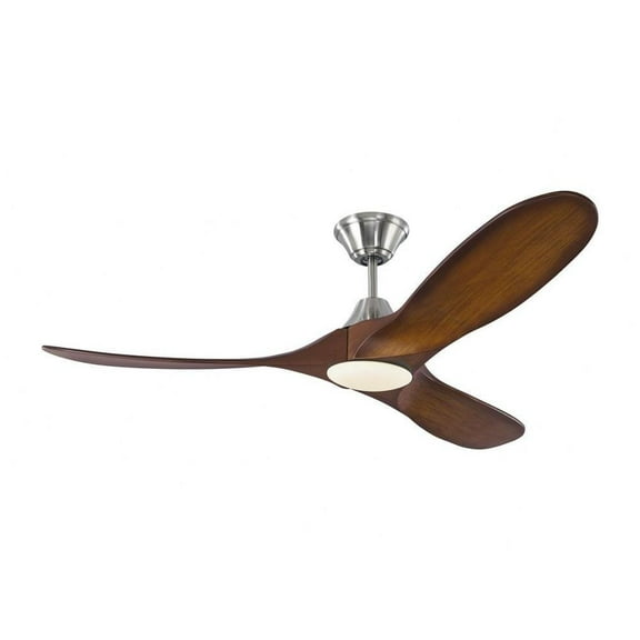 3 Blade 52 inch Ceiling Fan with Light Kit-Brushed Steel Finish-Koa Blade Color Bailey Street Home 96-Bel-3087744