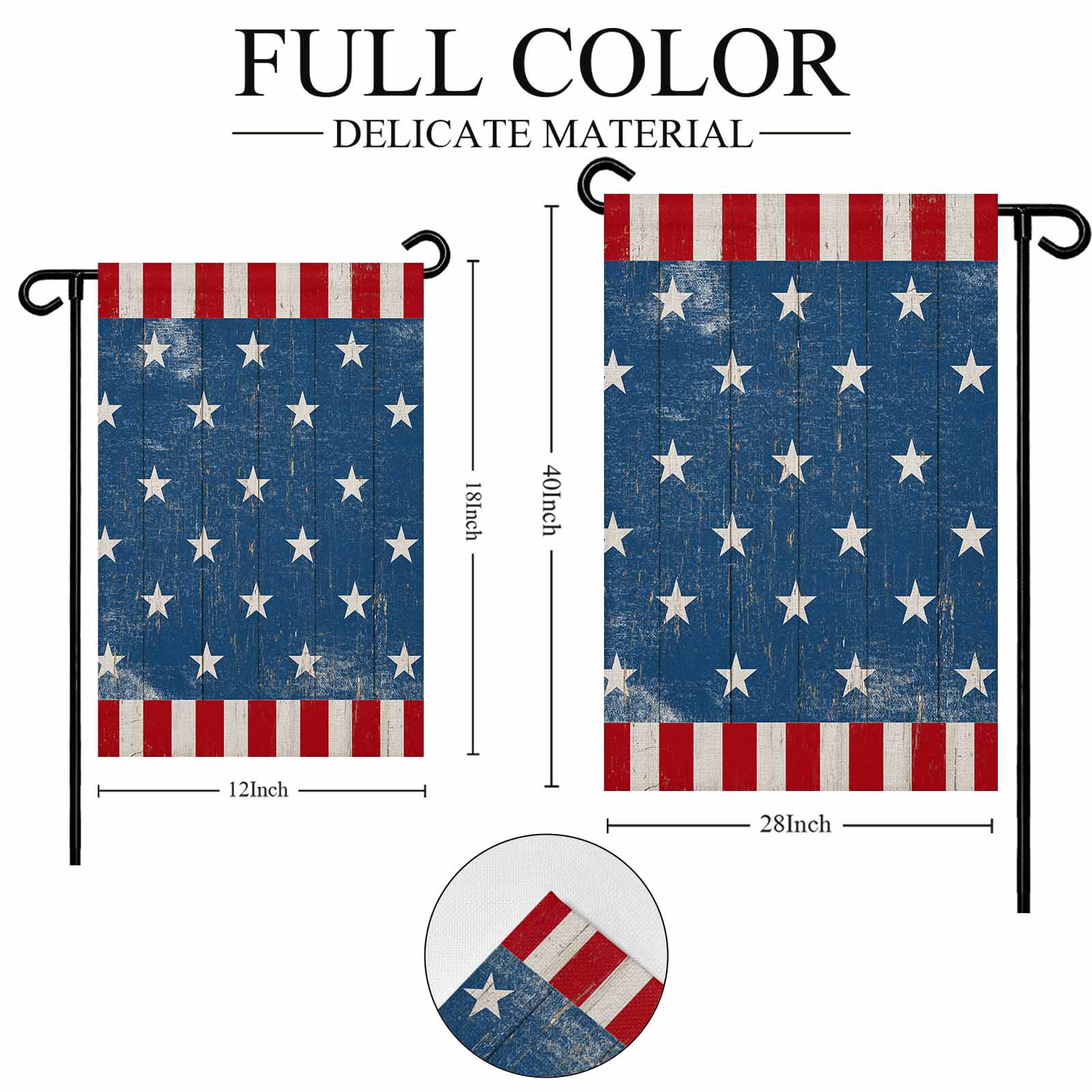 4th of July Garden Flags USA Flag Garden Flag Double Sided Welcome Flag Patriotic Stars Buffalo Independence Day Yard Flags for Outdoor Lawn Porch Memorial Day Seasonal Holiday Decor 28x40 Inch