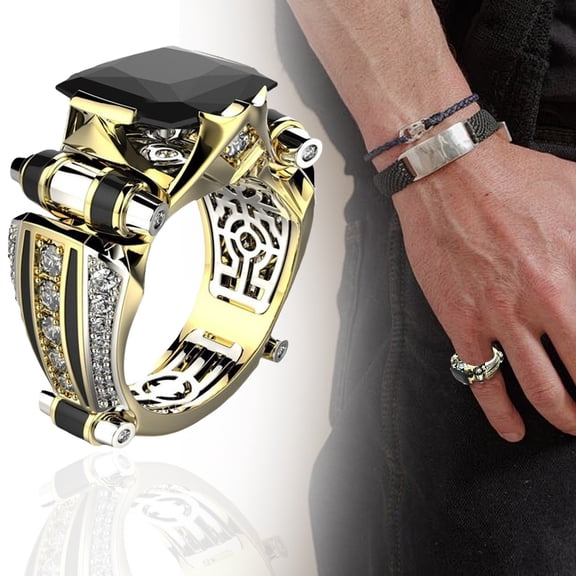 YYKihy Mens Ring Jewelry Copper Inlaid Carved Finger Ring For Daily Life