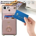 thumbnail image 5 of ELEHOLD for Samsung Galaxy S21, Shockproof PU Leather Case with Rotation Ring Stand Adjustable Shoulder Strap,Card Slots Stand RFID Blocking Protective Case Cover, rosegold, 5 of 8