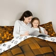 thumbnail image 5 of Manfei Classic Geometric Checkered Queen Comforter Set,Pixel Grid Miners Bedding Sets,Orange Black Bedding Comforter Set For Teens,Ultra Soft Home Decor Reversible,3 Pieces, 5 of 8