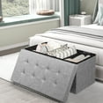 thumbnail image 3 of Giantex Folding Storage Ottoman Bench, Fabric Footrest w/ Removable Storage Bins & Padded Seat, Toy Storage Organizer Chest Box,  Light Grey, 3 of 10