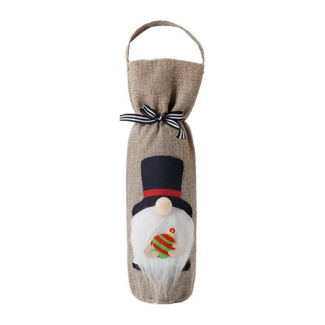 blg Decoraciones Navideñas Para El Hogar Gnome Botella De Vino Cubierta Con Soportes De Mango