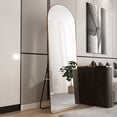 thumbnail image 2 of Metal Framed Arched Full-length Mirror. High Definition Explosion-proof Glass, Adjustable Angle Stable Bracket, Dual-use For Floor And Wall Mounting. Suitable For Bedroom Foyer.23.2*64.9''.,Gold, 2 of 22