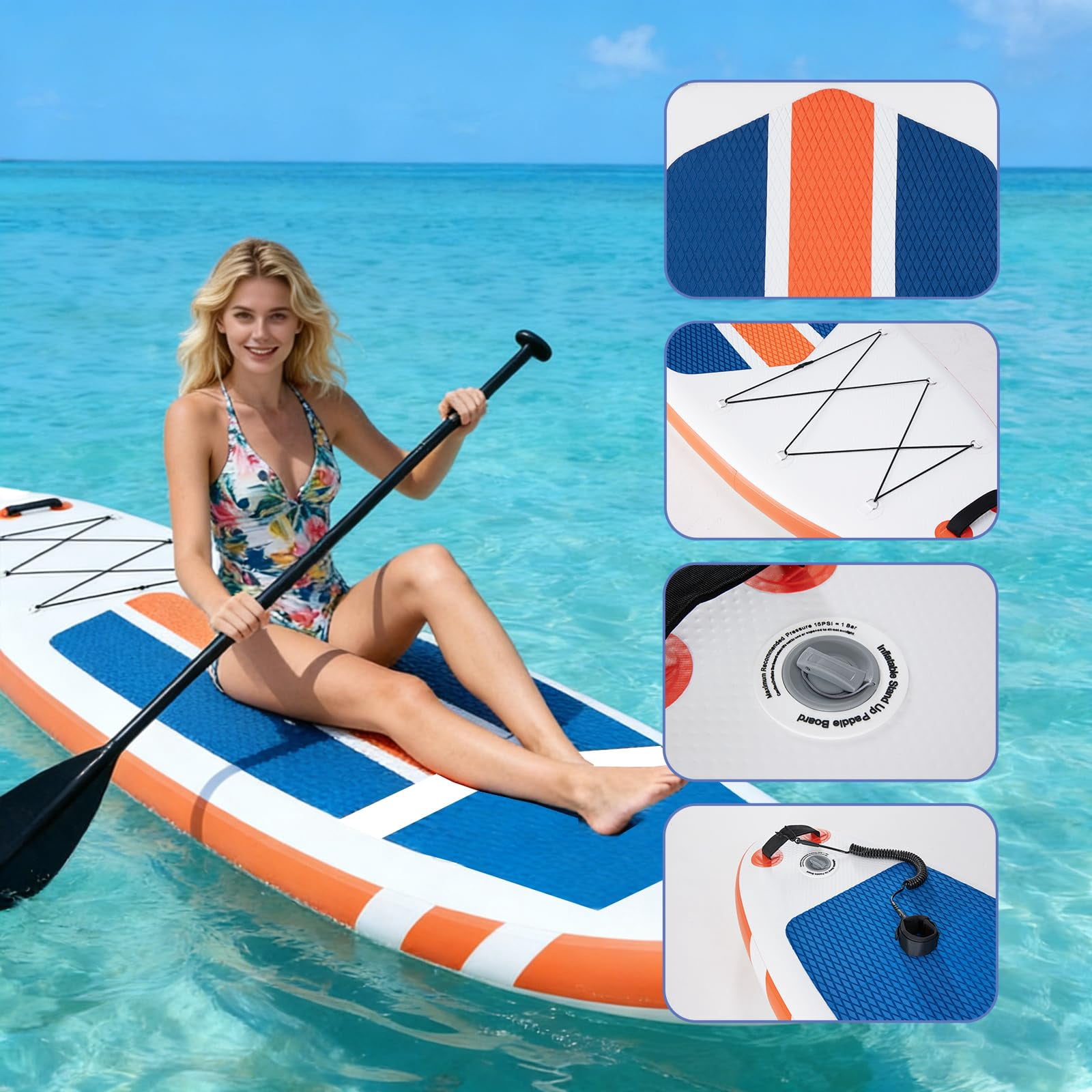 LIFERECORD Inflatable Stand Up Paddle Board 10.5ft with SUP Accessories, 2-in-1 Aluminum Paddle, Wide Stable Design Non-Slip Deck, Ultra Portable iSUP with Backpack for Adults Youth Beginners