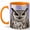 Orange, variant on Owl Portrait Coffee Mug, Wild Bird Mug, Ceramic 11 oz