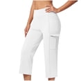 thumbnail image 2 of FAHXNVB High Waisted Yoga Cpari Pants for Women with Pockets Summer Stretchy Workout Athletic Trousers Lightweight Running Pants, 2 of 6
