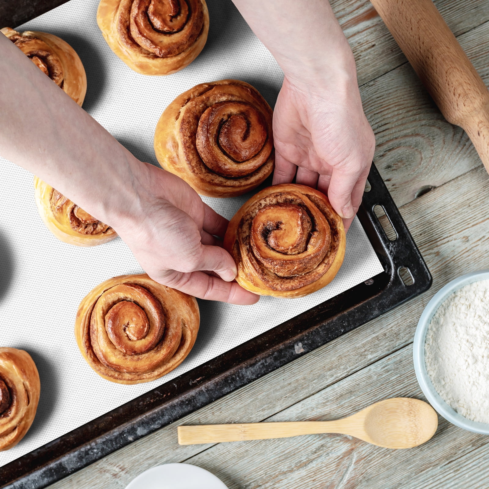 Vensio -16 Inch x 10ft Silicone Baking Mat Roll, Heat Resistant Non-Stick Pastry and Dough Rolling Mat for Kitchen Countertops, Reusable Cut-to-Size Oven Mat White