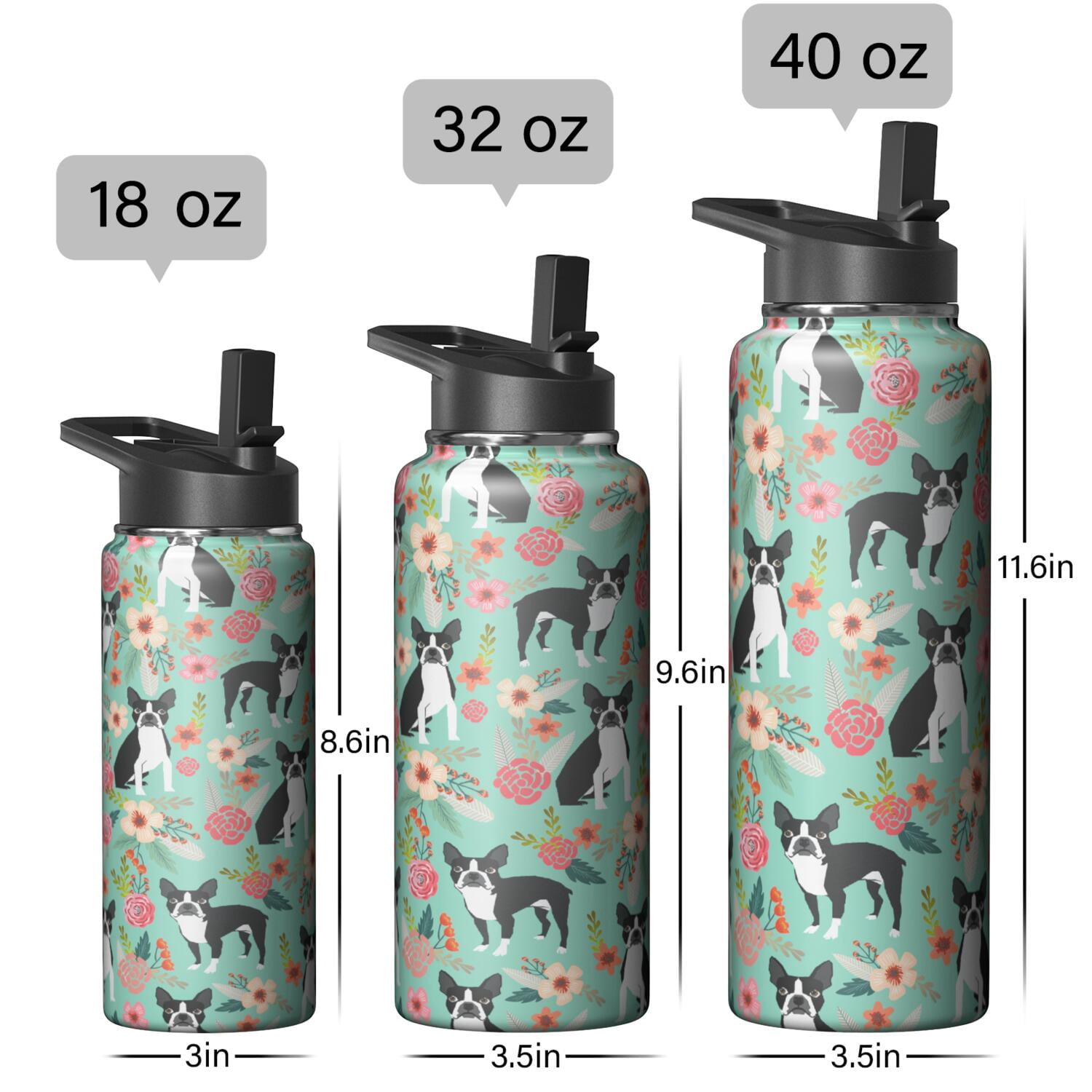 Dog Pattern Insulated Water Bottle - 18/8 Stainless Steel with Paw Print Design, 360° Leakproof Seal & Copper Layer for 27hr Temperature Retention