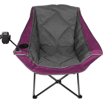 Oversized Foldable Camping Chair with Cell Phone Holder,Outdoor Padded Lawn Chair w/Cup Holder,Carry Bag for Beach, Hiking, and Picnics,Heavy-Duty 300-lbs Capacity, Purple