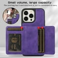 thumbnail image 3 of ELEHOLD for iPhone 13 Pro Case PU Leather 2-in-1 Multi-Functional with Magnetic Detachable Card Holder Leaf Pattern Drop Protection Shockproof Wallet Case Compatible with Mag Safe,purple, 3 of 9