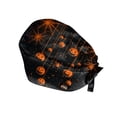 thumbnail image 6 of Voska Women's Halloween Print Scrub Cap Work Hat Cotton Adjustable Breathable Full Coverage Nurse Hat Cosplay Daily Shower Hair Cap Black one size, 6 of 6