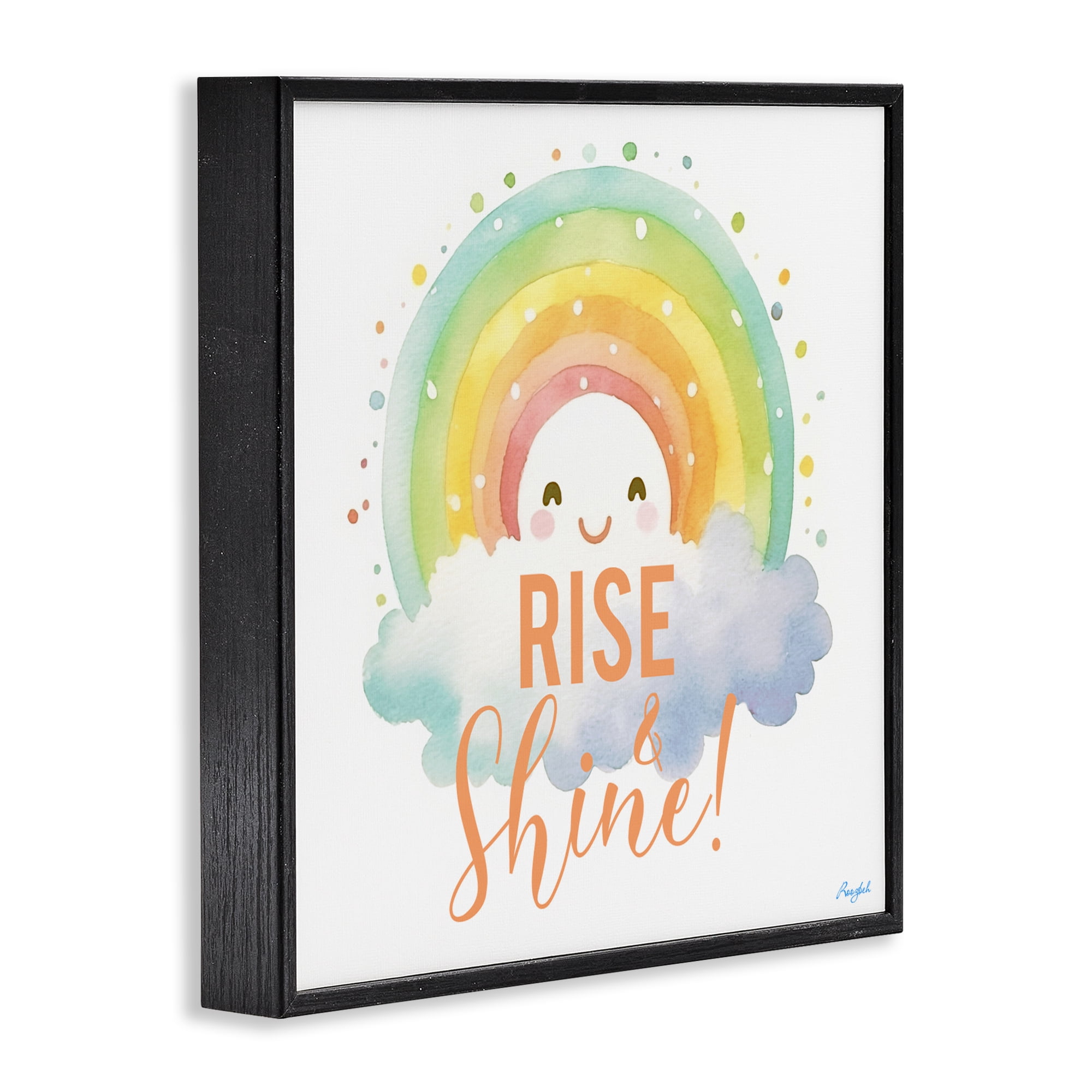 Stupell Industries Rise Shine Happy Rainbow Black Framed Giclee Art, design by Roozbeh