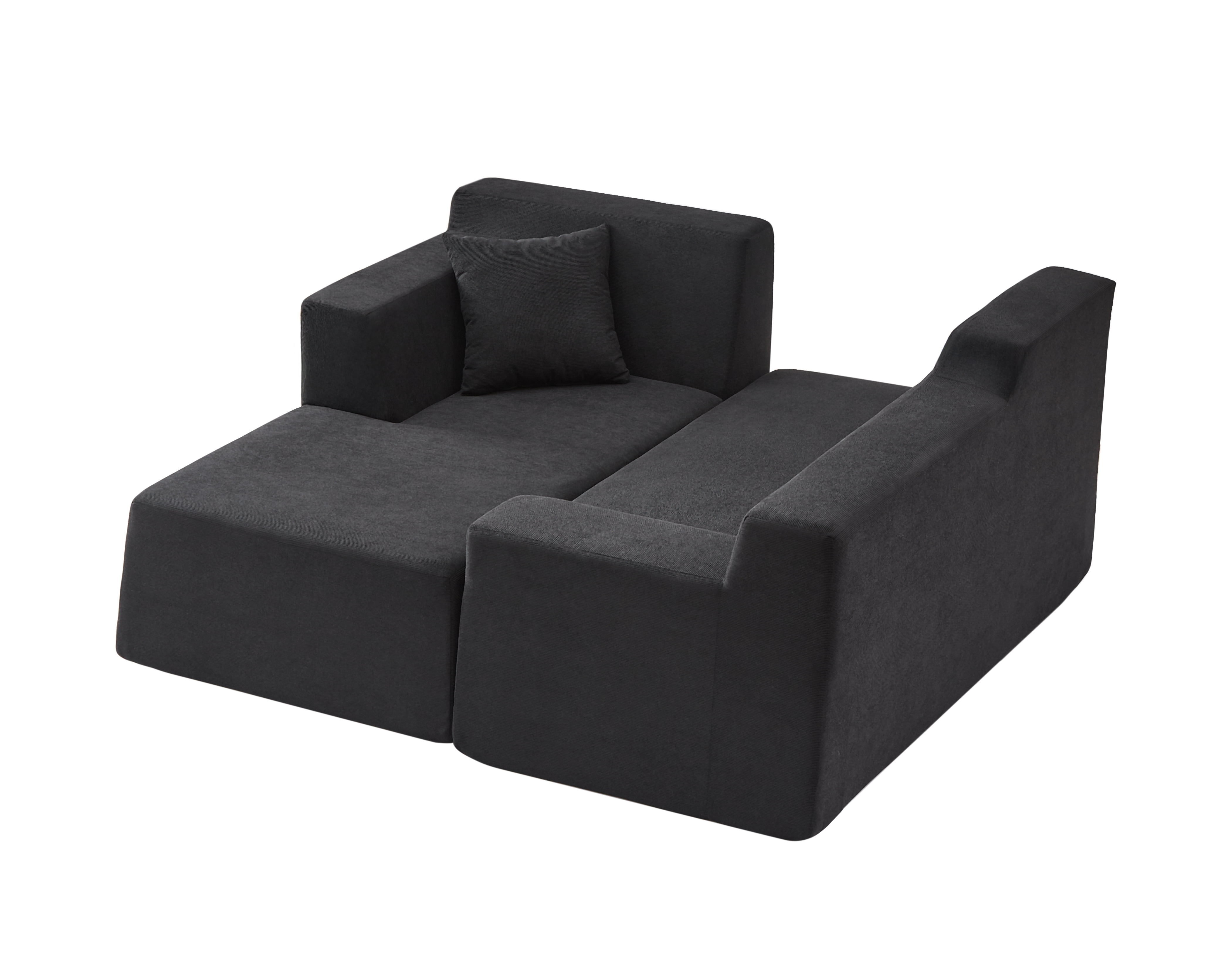 L-Shaped Sofa, Sectional Sofa, High Back Sofa&nbsp;Modern Corduroy Design with Thickened Backrest, Space-Saving Couch for Living Room, Black, 96.46 Inch