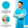 thumbnail image 3 of Blue Disposable Isolation Gowns, 2 Mil Polyethylene Waterproof, 10 Count, X-Large, 3 of 7